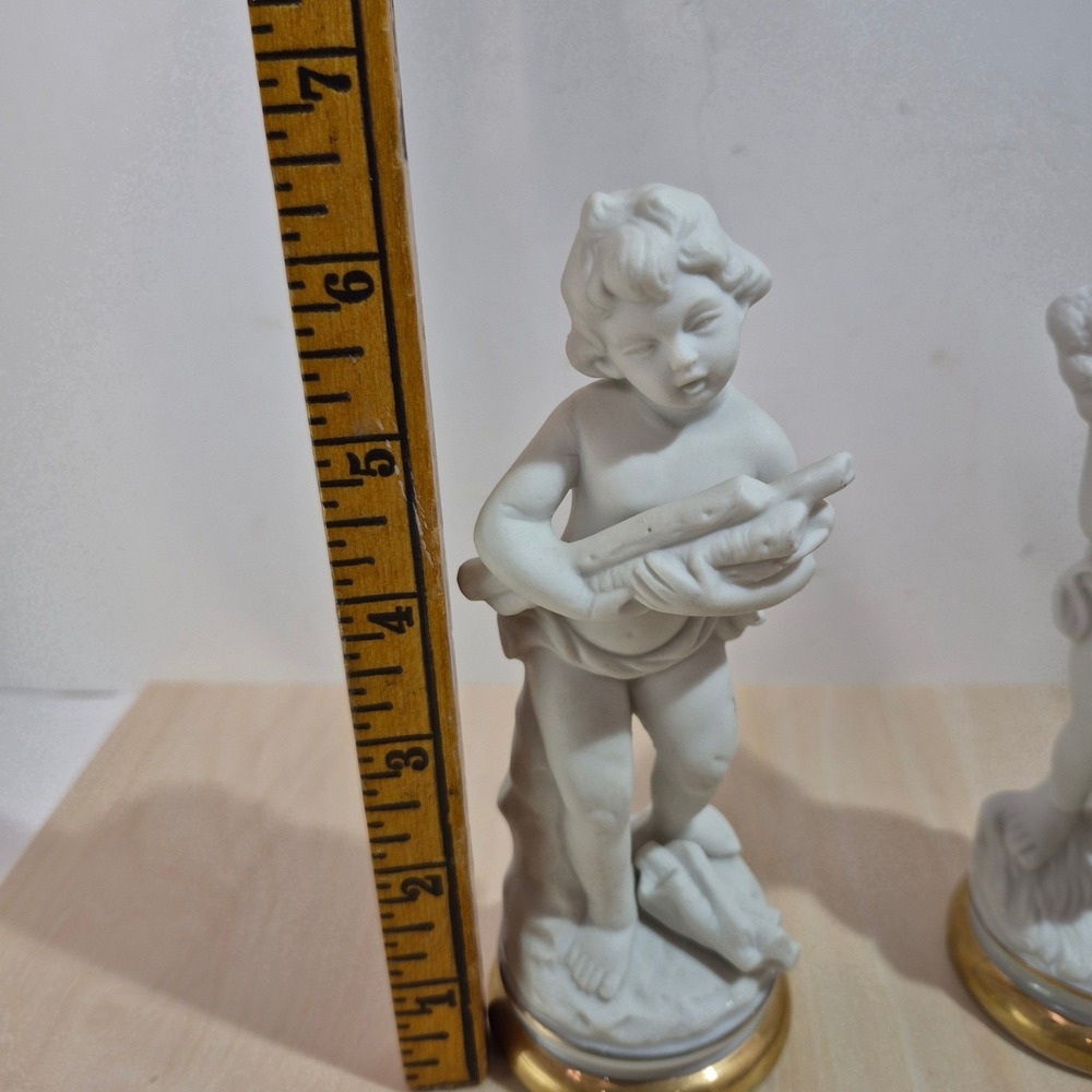 Vintage Cherub Angel Figurines Pair Porcelain‎ Made in Japan Gold Base - Picture 9 of 9